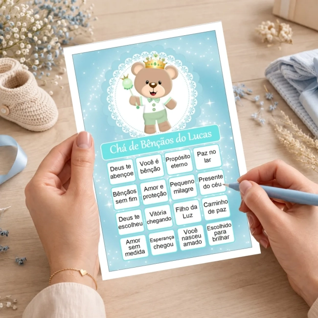 Bingo Chá de Bênçãos Menino PDF Para Imprimir