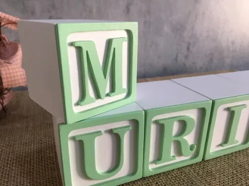 Cubos 6x6cm Ts - Nome com Moldura - Decoração Bebê