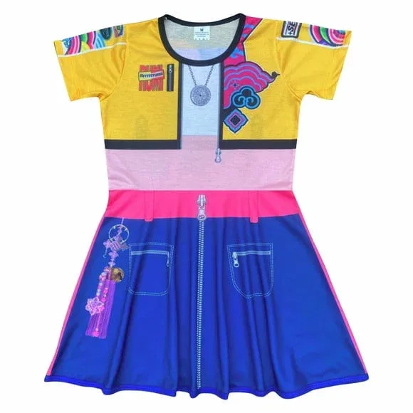 Vestido Infantil K-Pop Estilo Streetwear - Estampa "Rumi" com Zíper e Colar | Atelier Lamparina
