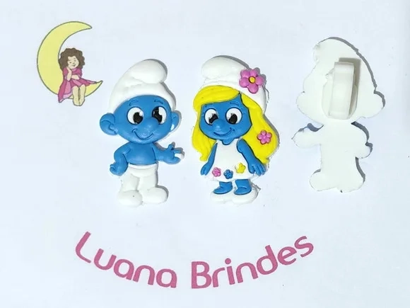 Smurf e Smurfette C/adaptador de Crocs ou Tênis 6 Unidades