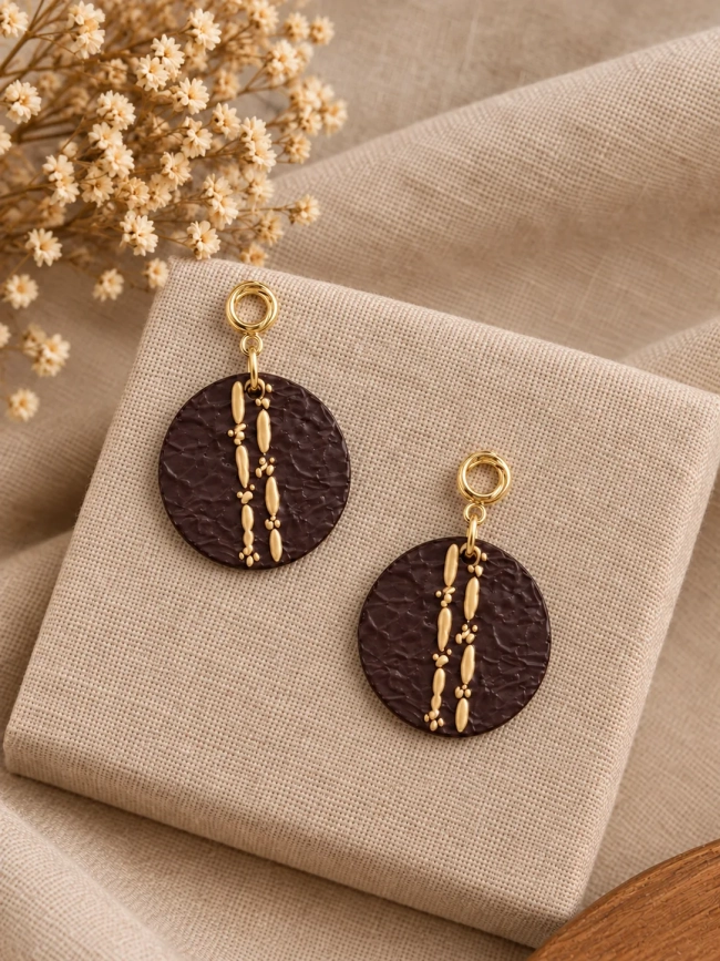 Kit 2 Brincos Maxi de MDF Pintados à Mão Minimalista