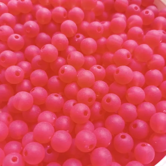 Bola Fosca Com Furo Vermelha 8mm Pct 100 Unidades