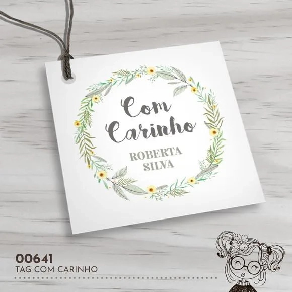 Tag Quadrada com Carinho - 00641