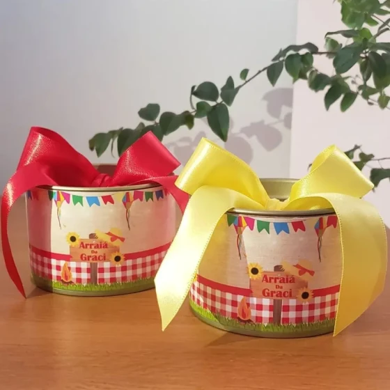 Lembrancinha de festa junina tubolata 5x7 Tampa Metalizada Dourada