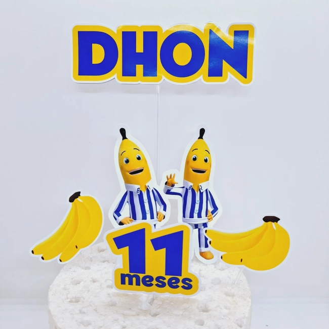 Topo de Bolo Personalizado BANANA DE PIJAMAS - Decoração de Festa - Papelaria