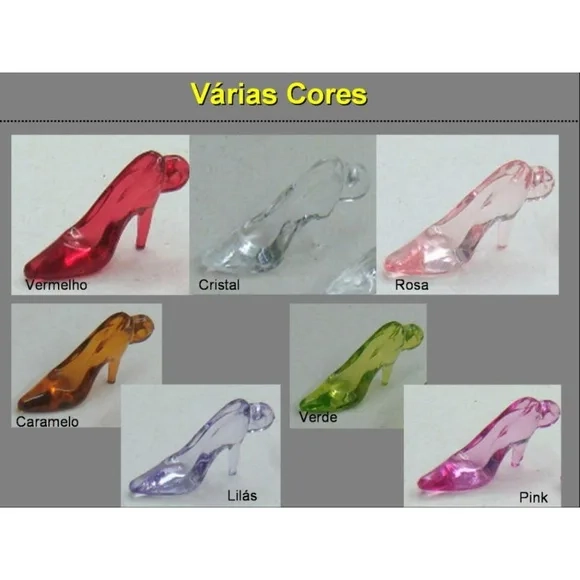 Sapatinho de Acrilico para Lembrancinhas 3,5cm Pct 25 Uni