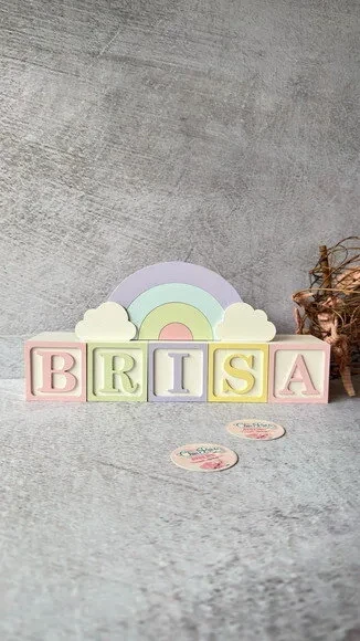 Tons Pastel Cubos 6x6cm Ts + Arco Íris. Decoração Bebê