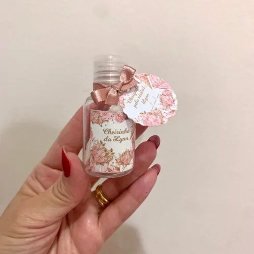Álcool gel 70% Lembrancinha Maternidade Floral rosê