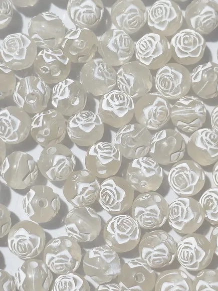 Bola Flor Fosca com Branco 8mm Pacotes com 100 Unidades