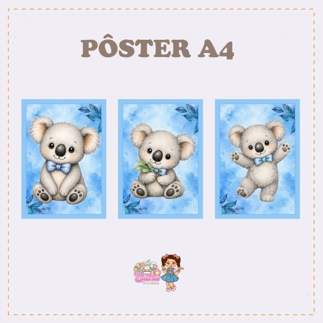 Kit Festa Só Um Bolinho COALA AZUL - Decoração de Festa
