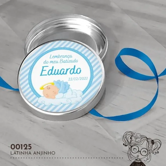 Latinha Adesivada Batizado Anjinho - 00125