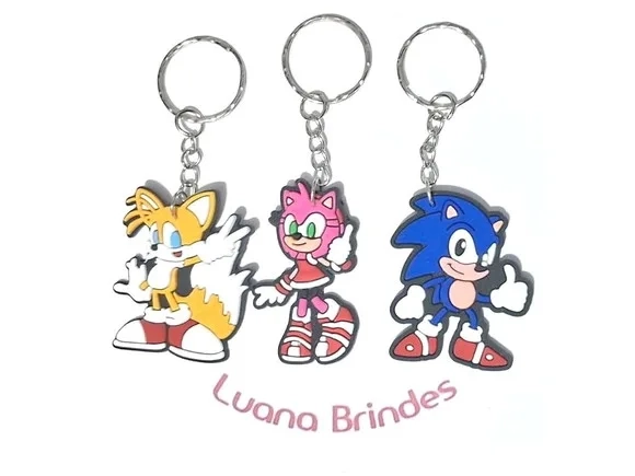 Chaveiro Turma do Sonic Emborrachado Pacote com 6 Unidades