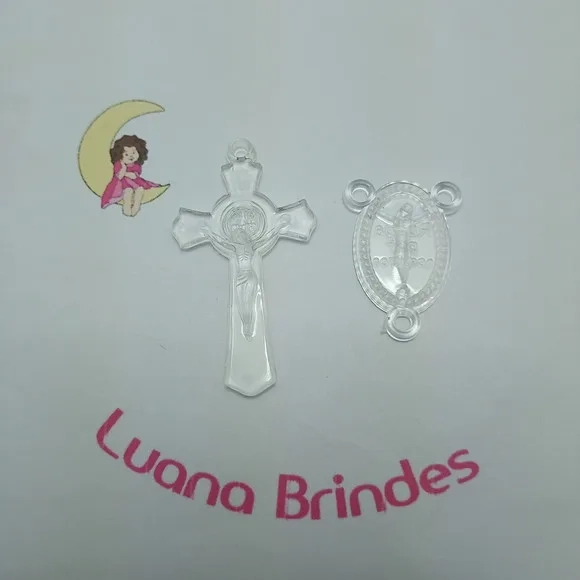 Kit Terço Crucifixo e Cruz de Acrilico 5 Kits