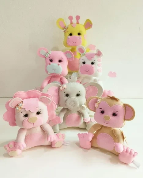 Combo Centro de Mesa Safári Baby Rosa 10 Peças