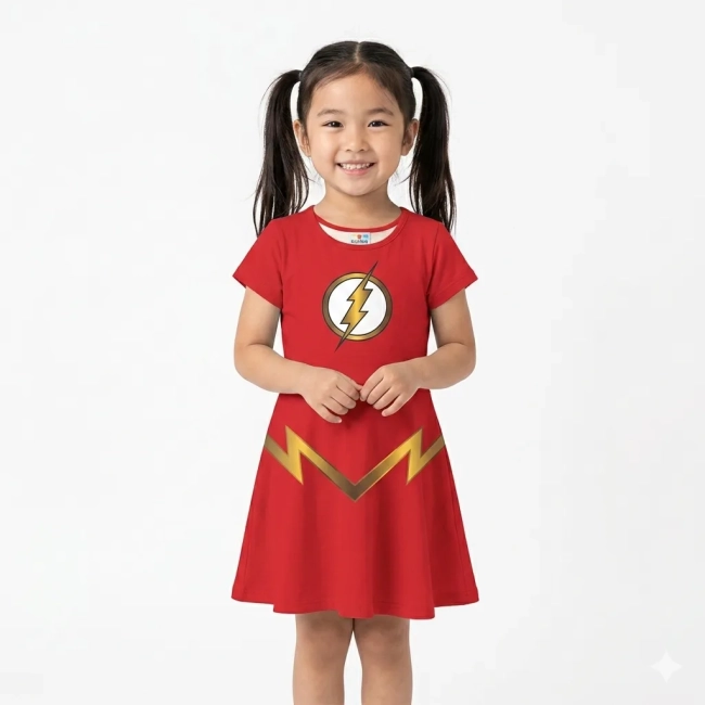 Vestido Infantil Fantasia Flash Feminino Temático