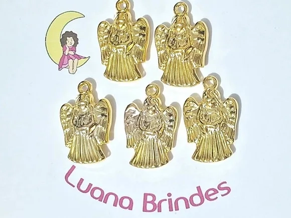 Pingente Anjo Dourado Abs Pacote com 20 Unidades