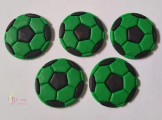 Aplique Bola de Futebol Verde de Borracha Pct 8 Unid