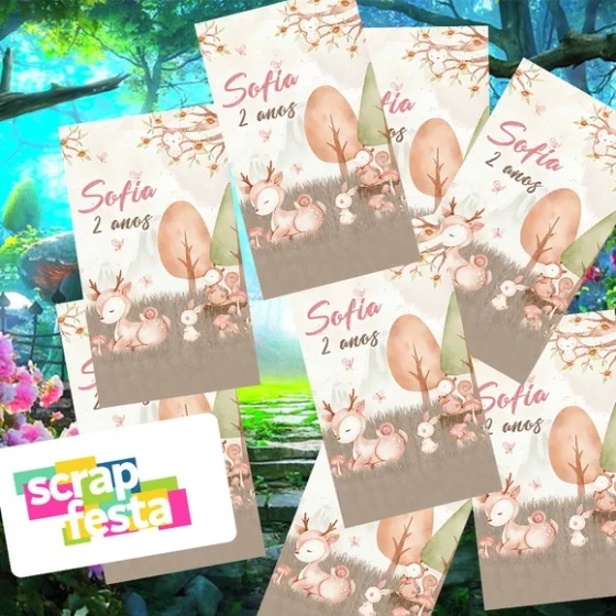 Adesivo Personalizado Retangular 4x7 Floresta Encantada