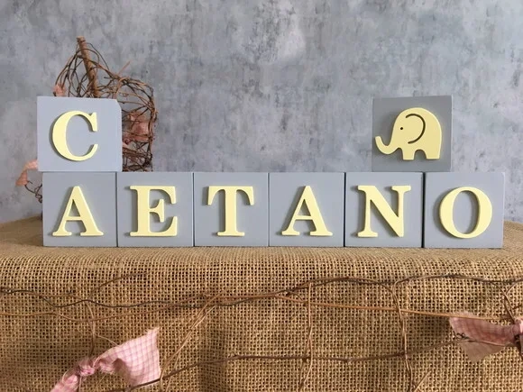 Decoração de Quarto de Bebê - Cubos 6x6cm Elefante