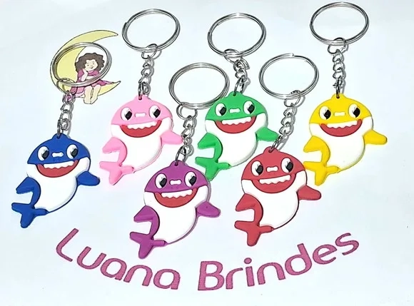 Chaveiro Baby Shark Emborrachado Pacote com 6 Unidades