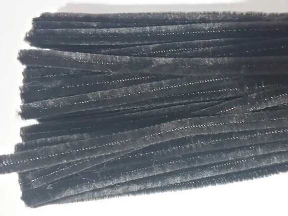 Hastes de Chenile 6x30cm em Poliéster e Ferro 30 Unidades