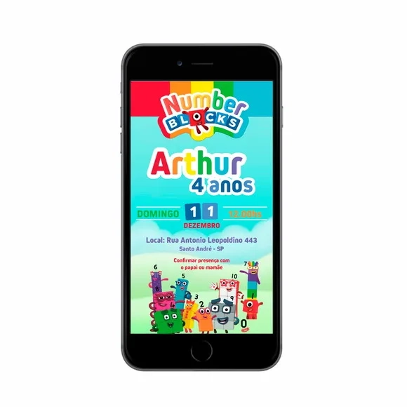 Convite Digital Whatsapp - Numberblocks
