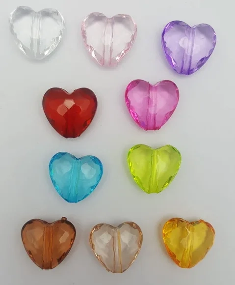 Coração Acrílico Colorido Passante 1,8cm Pct 20 Unidades