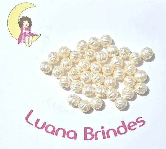 Pérola Pitanga Creme 12mm Pacote 50 Unidades