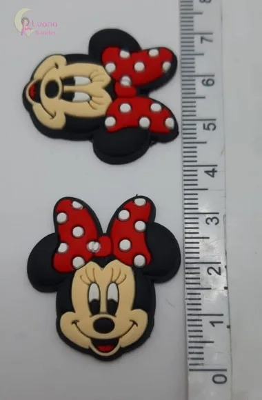 Apliques Personagens Mickey e Minnie Borracha-pct C/6 Unid