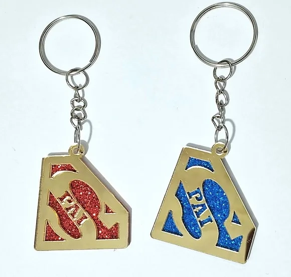 Chaveiro Superman Pai Acrilico Espelhado Pacotes C/10 Peças