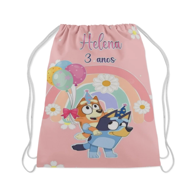 Mochilinha Personalizada para lembrancinhas do Bluey e Bingo