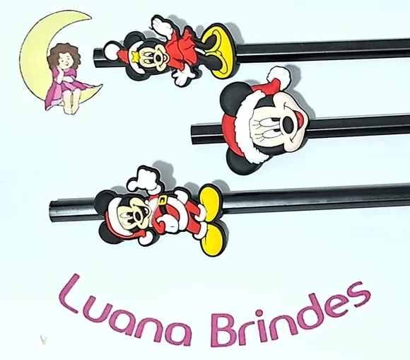 Lápis C/ponteira Mickey e Minnie Natal Pacote com 6 Unidades