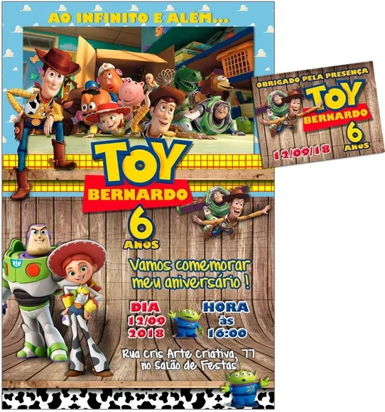 CONVITE DIGITAL e TAG Toy Story