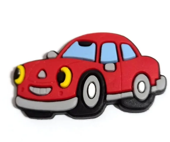 Aplique Carro Vermelho Emborrachado- 6 Peças