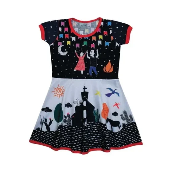 Vestido Infantil Festa Junina Caipira Temático Cordel Menina