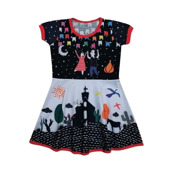 Vestido Infantil Festa Junina Caipira Temático Cordel Menina