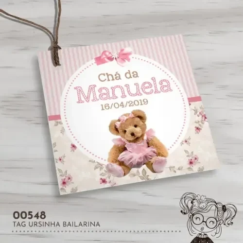 Tag Quadrada Ursinha Bailarina - 00548