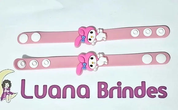 Pulseira Hello Kitty e Melody Emborrachado Pcts com 3 Peças