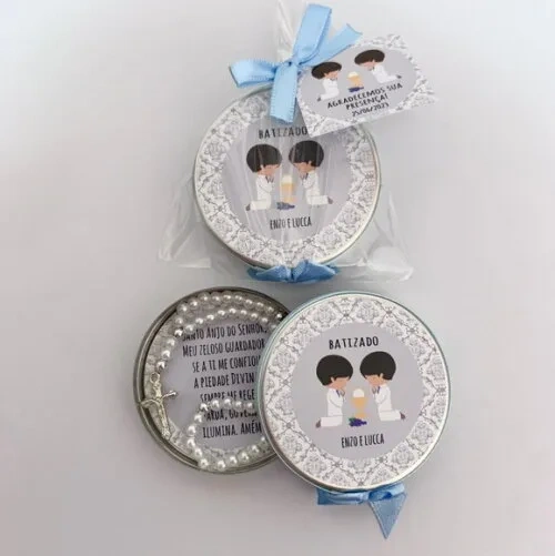 Lembrancinha com Mini Terço e Oração do Anjo da Guarda