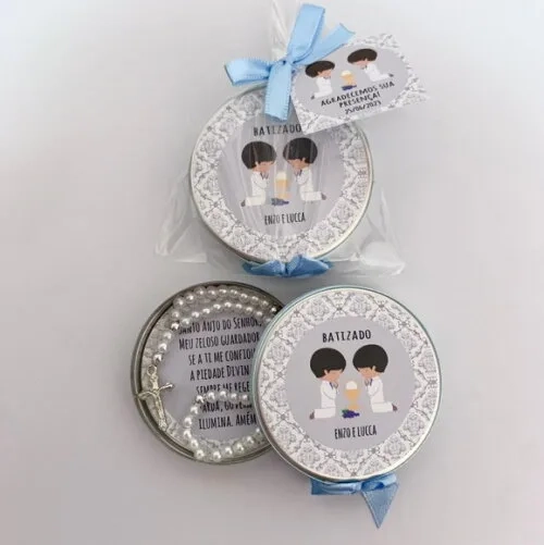 Lembrancinha com Mini Terço e Oração do Anjo da Guarda