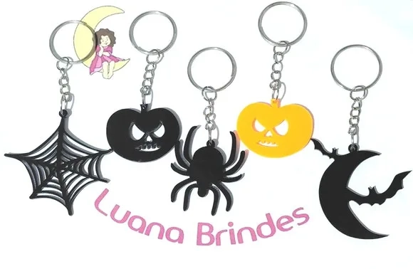 Chaveiro Halloween 3cm Acrílico Pacote com 10 Unidades