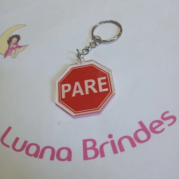 Chaveiro Placa Pare 4cm Pct 3 Unidades