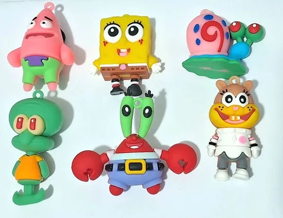 Pingente Bob Esponja 3d Pacotes com 6 Unidades