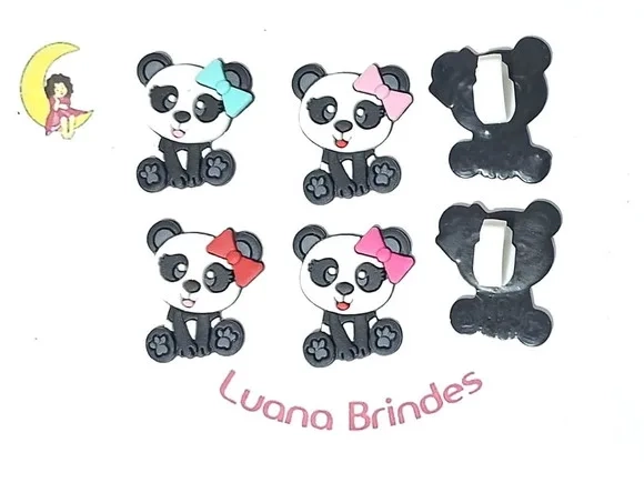 Ursinha Panda C/adaptador pra Tênis Emborrachado -8 Unidades