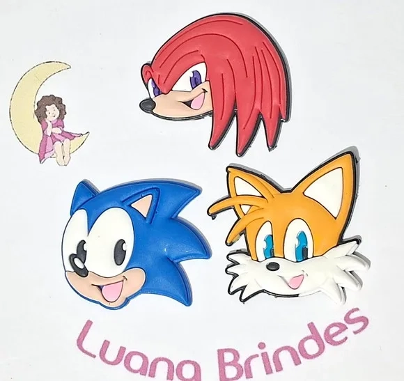 Aplique Turma do Sonic Emborrachado Pacotes com 6 Unidades