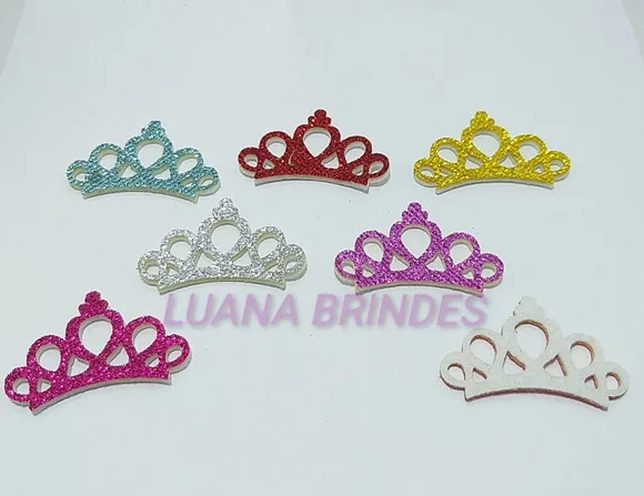 Aplique Coroas Coloridas com Glitter em Eva - Pct c/ 25 Unid