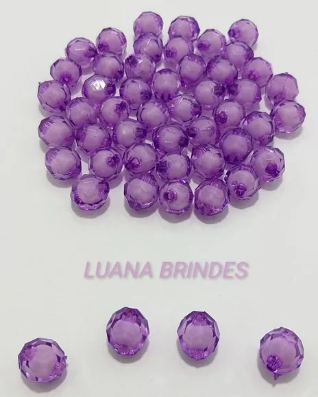 Bolinhas Acrílica Roxa Facetada -10mm - pct c/100 unidades
