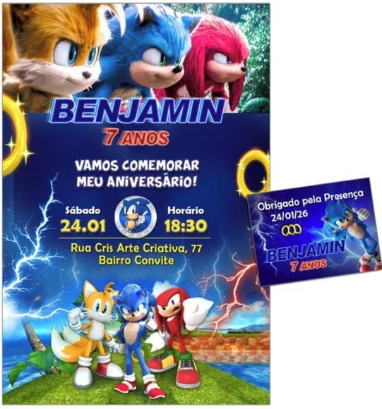 Convite Digital C/tag Sonic 6