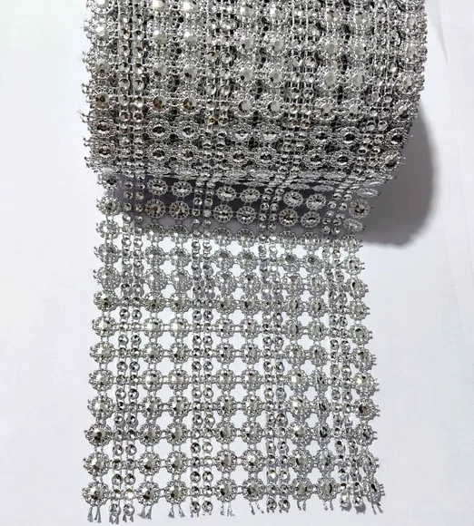 Manta de Meia Pérola 10mm Trabalhada Prata 11,5cm/1metro