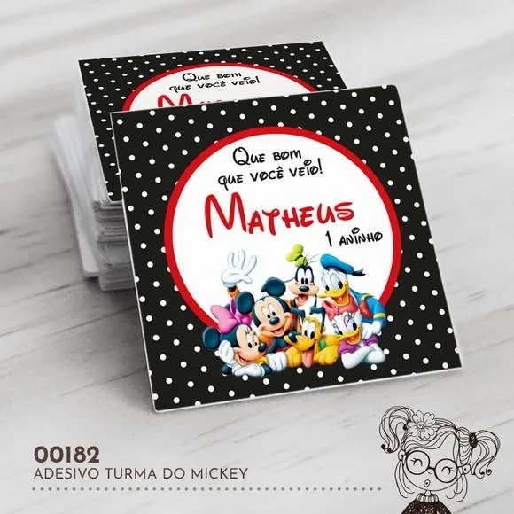 Adesivo Quadrado Turma do Mickey - 00182